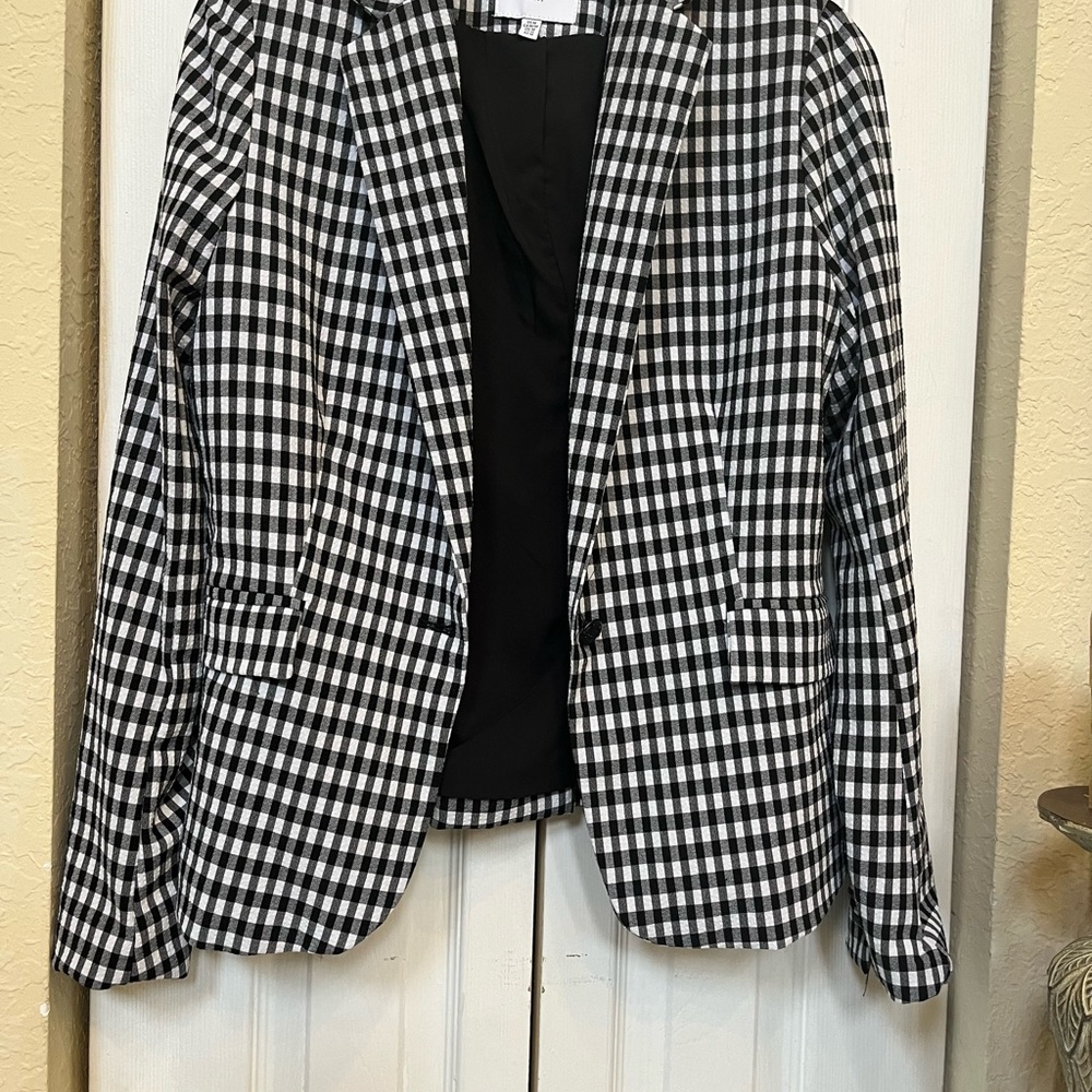 Black & White Gingham Women's Blazer - Classic Check Jacket